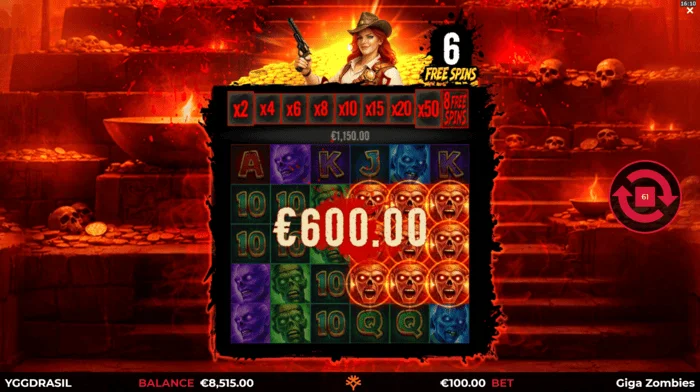 Giga Zombies - thắng trong Free Spins