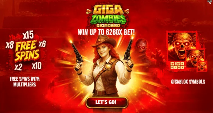 Giga Zombies - menu chính với lựa chọn đặt cược
